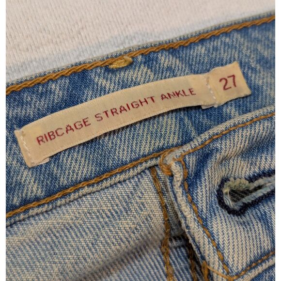 Levi’s Premium "Big E" Ribcage Straight Ankle Jeans W27 L27 Button Fly Raw Hem - Picture 4 of 10